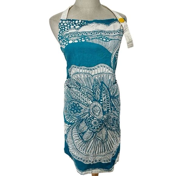 Anthropologie blue and white patterned apron - Picture 1 of 6